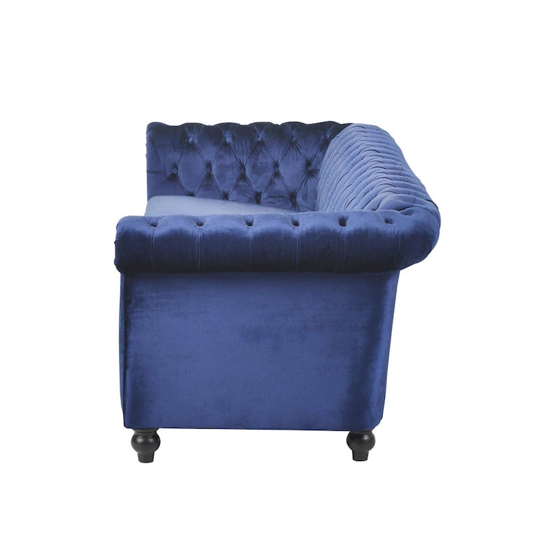 Divano Chesterfield a 3 posti da 84,75" con bottoni, borchie e piedini