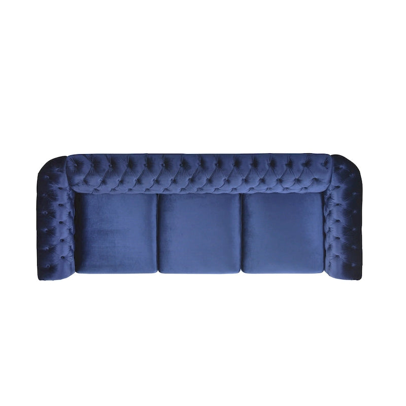 Divano Chesterfield a 3 posti da 84,75" con bottoni, borchie e piedini