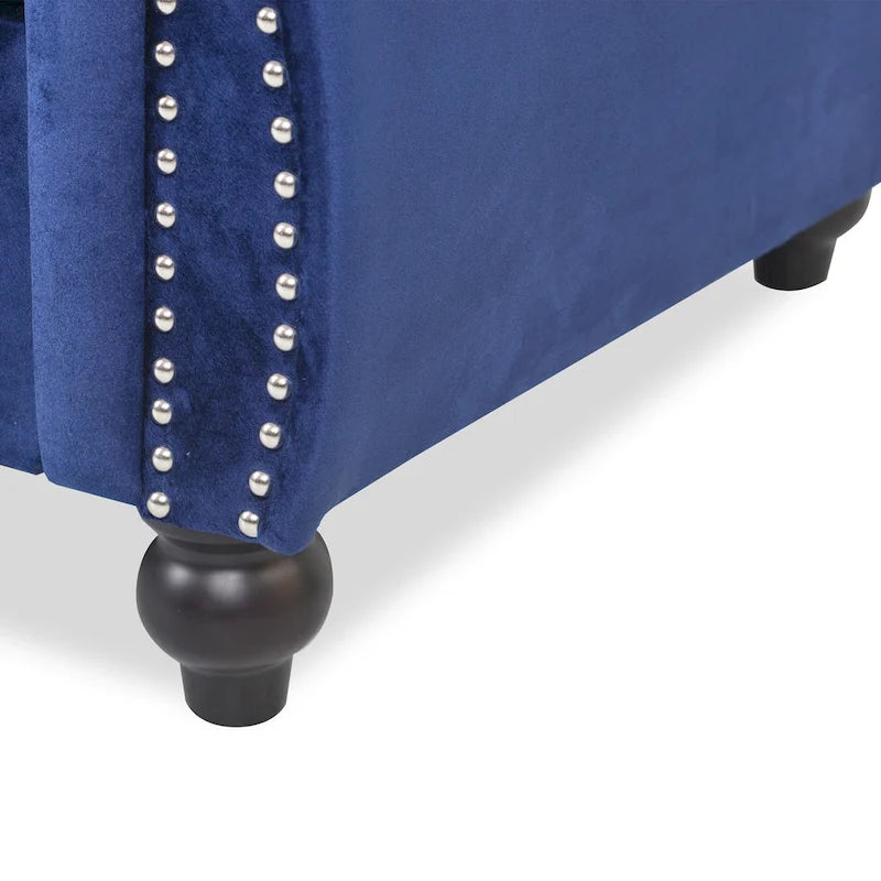 Divano Chesterfield a 3 posti da 84,75" con bottoni, borchie e piedini