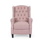 Poltrona reclinabile moderna Wingback Push-Back con poggiapiedi, capitonné, gambe in betulla