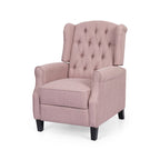 Poltrona reclinabile moderna Wingback Push-Back con poggiapiedi, capitonné, gambe in betulla