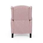 Poltrona reclinabile moderna Wingback Push-Back con poggiapiedi, capitonné, gambe in betulla