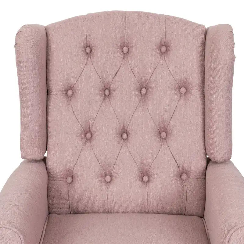 Poltrona reclinabile moderna Wingback Push-Back con poggiapiedi, capitonné, gambe in betulla
