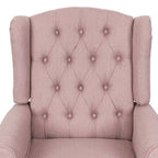 Poltrona reclinabile moderna Wingback Push-Back con poggiapiedi, capitonné, gambe in betulla