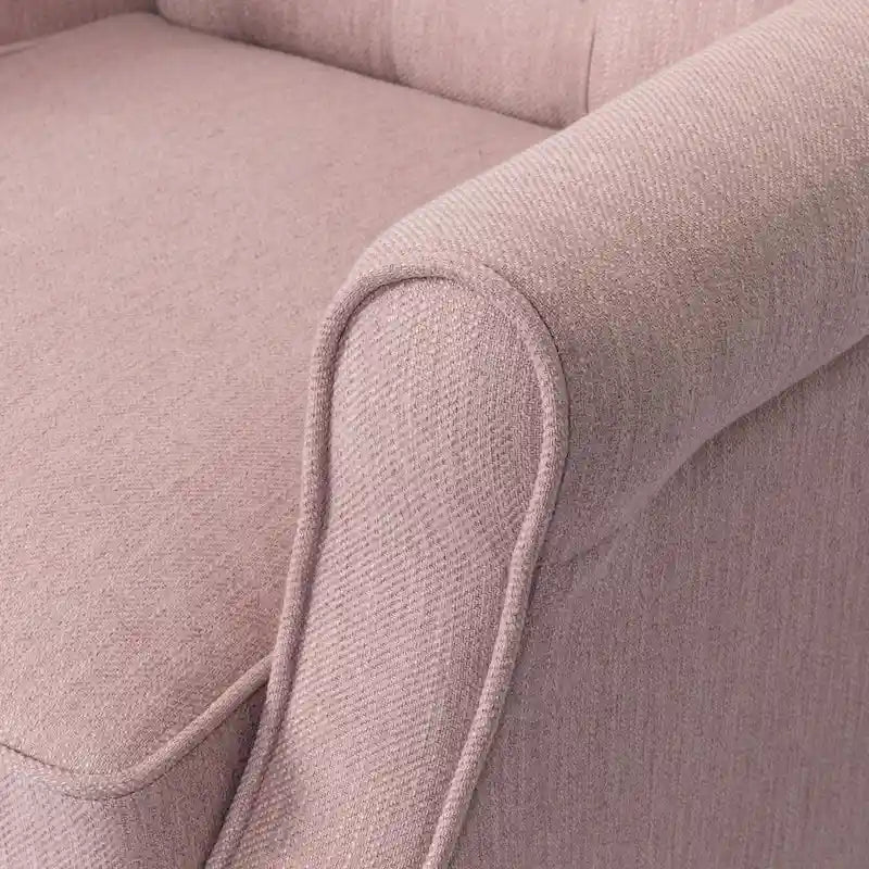 Poltrona reclinabile moderna Wingback Push-Back con poggiapiedi, capitonné, gambe in betulla