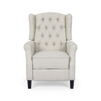 Poltrona reclinabile moderna Wingback Push-Back con poggiapiedi, capitonné, gambe in betulla