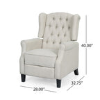 Poltrona reclinabile moderna Wingback Push-Back con poggiapiedi, capitonné, gambe in betulla