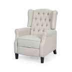 Poltrona reclinabile moderna Wingback Push-Back con poggiapiedi, capitonné, gambe in betulla