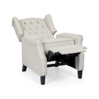 Poltrona reclinabile moderna Wingback Push-Back con poggiapiedi, capitonné, gambe in betulla