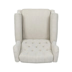 Poltrona reclinabile moderna Wingback Push-Back con poggiapiedi, capitonné, gambe in betulla