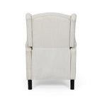 Poltrona reclinabile moderna Wingback Push-Back con poggiapiedi, capitonné, gambe in betulla