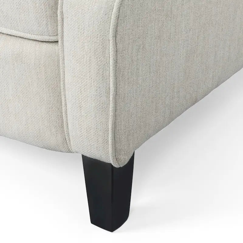 Poltrona reclinabile moderna Wingback Push-Back con poggiapiedi, capitonné, gambe in betulla