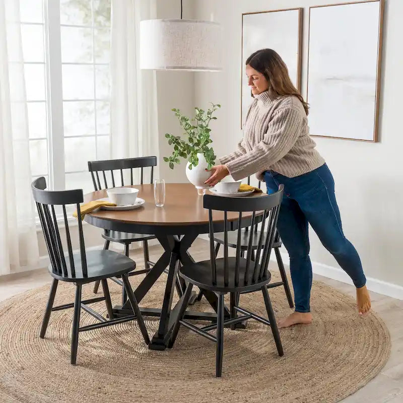High Back Spindle Dining Chairs - Set of 2