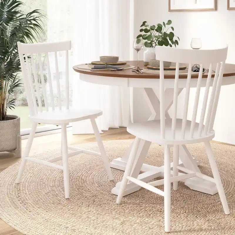 High Back Spindle Dining Chairs - Set of 2