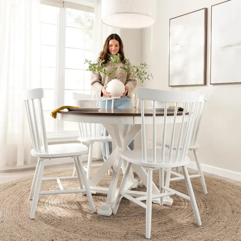High Back Spindle Dining Chairs - Set of 2