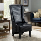  - Evelyn High-Back Velvet Wingback Chair with Wooden Legs