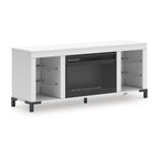 White 60" TV Stand with Electric Fireplace for TVs up to 69"