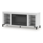 White 60" TV Stand with Electric Fireplace for TVs up to 69"