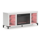 White 60" TV Stand with Electric Fireplace for TVs up to 69"