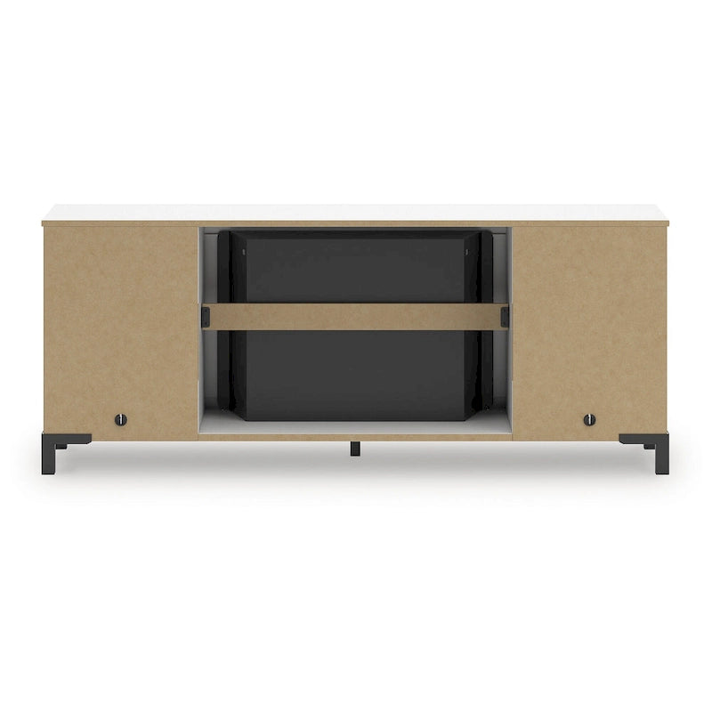 White 60" TV Stand with Electric Fireplace for TVs up to 69"