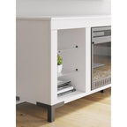 White 60" TV Stand with Electric Fireplace for TVs up to 69"