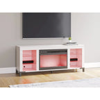 White 60" TV Stand with Electric Fireplace for TVs up to 69"