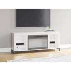 White 60" TV Stand with Electric Fireplace for TVs up to 69"
