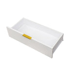 White Fluted TV Stand with Two Drawers and Gold Metal Legs