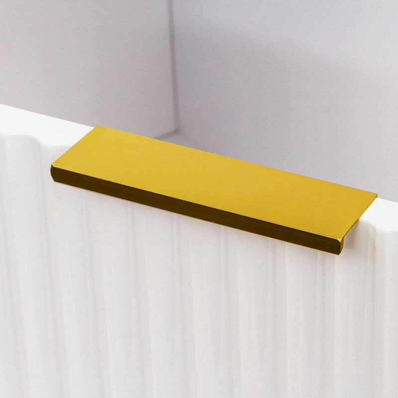 White Fluted TV Stand with Two Drawers and Gold Metal Legs