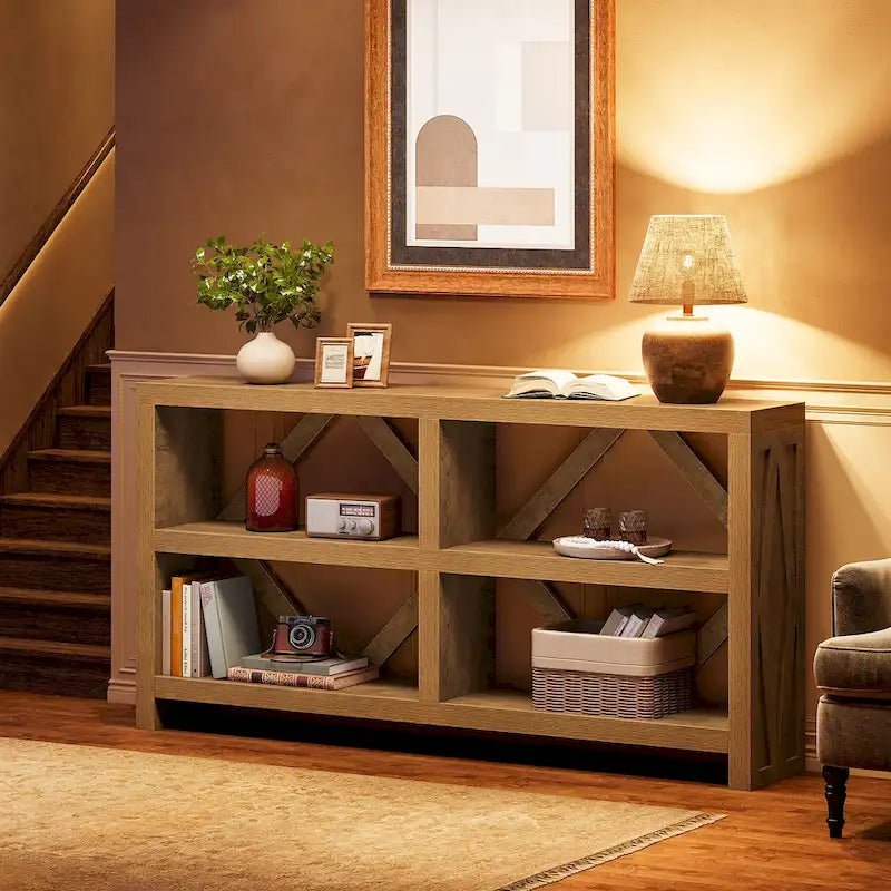 71 Long Console Table with 3 Tiers Storage, Industrial Sofa Table