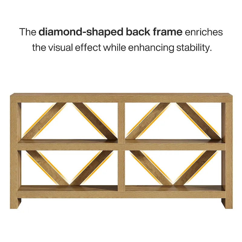 71 Long Console Table with 3 Tiers Storage, Industrial Sofa Table