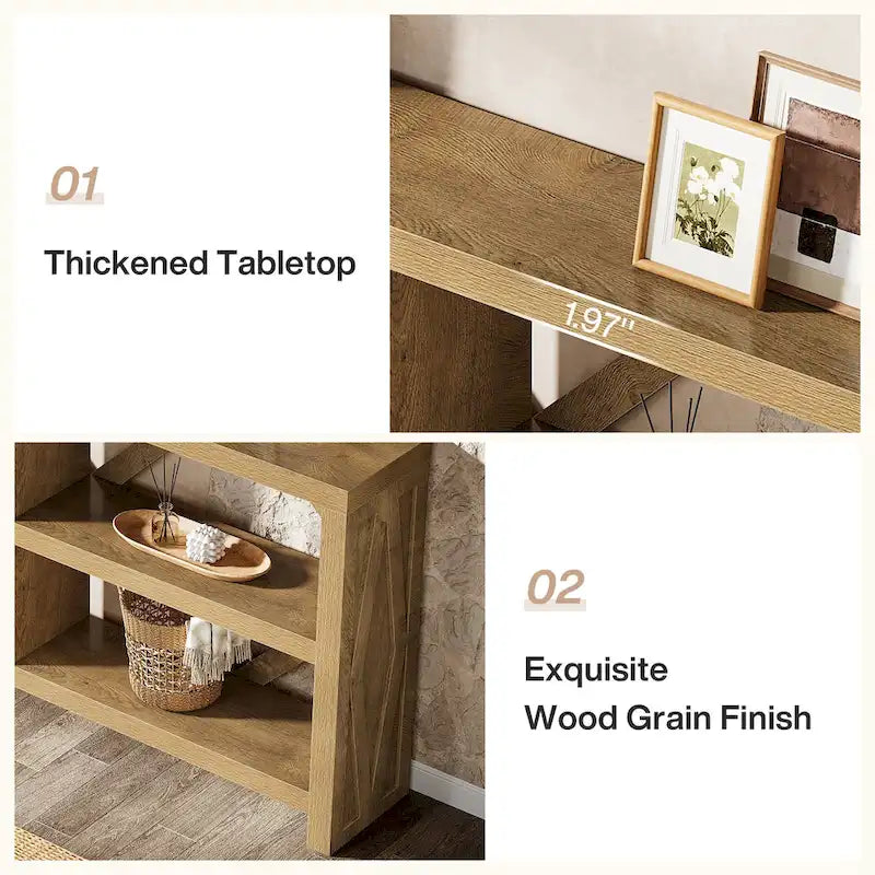 71 Long Console Table with 3 Tiers Storage, Industrial Sofa Table