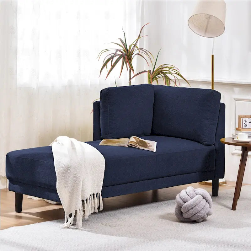 Divano angolare moderno in lino con penisola e cuscini rimovibili, divano letto, divano relax, chaise longue imbottita