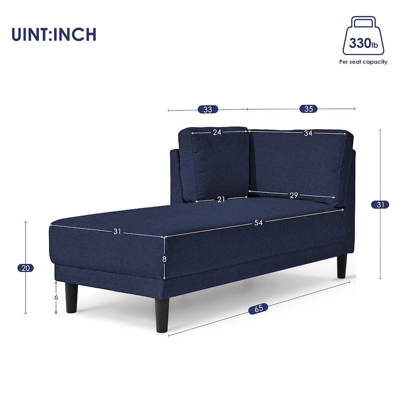 Divano angolare moderno in lino con penisola e cuscini rimovibili, divano letto, divano relax, chaise longue imbottita