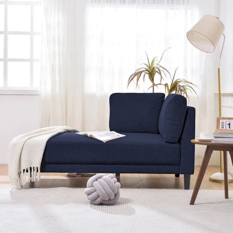 Divano angolare moderno in lino con penisola e cuscini rimovibili, divano letto, divano relax, chaise longue imbottita
