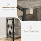 Industrial Grey Wood Console Table with 8 Cube Open Storage Shelves