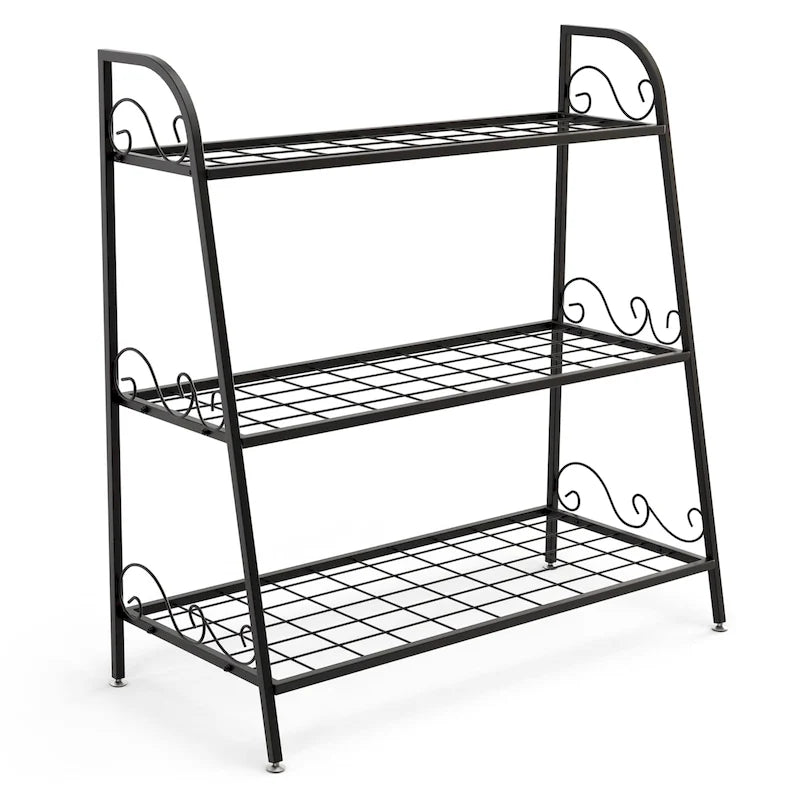 3-Tier Black Metal Plant Stand Shelf Flower Pot Display Rack