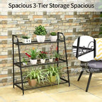 3-Tier Black Metal Plant Stand Shelf Flower Pot Display Rack