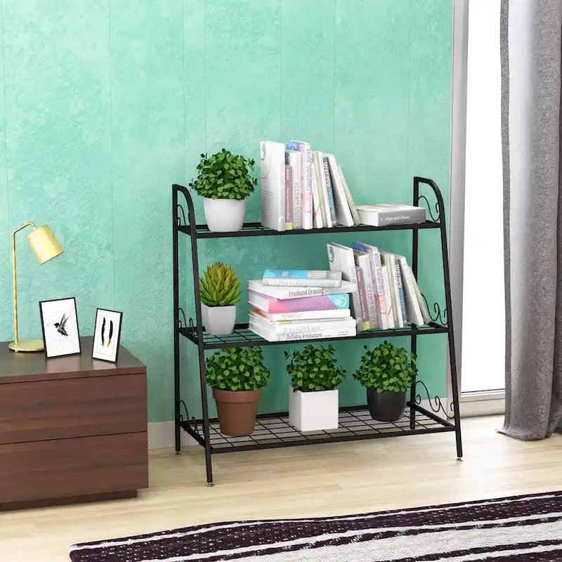 3-Tier Black Metal Plant Stand Shelf Flower Pot Display Rack