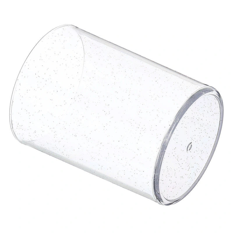Clear Glitter Round Acrylic Desk Organizer Pen Pencil Makeup Brush Holder
