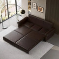 3-in-1 King Pull Out Sofa Bed Chesterfield Sofa, Velvet/Faux Leather Convertible Sleeper Sofa with Nailhead Trim & Rolled Arm