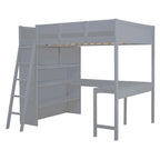 Full Size Loft Bed with Desk and Shelf - White