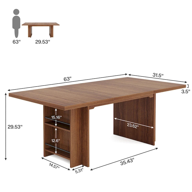 63 Inches Office Executive Desk with Storage