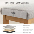 Solid Wood Storage Bench with Beige Cushion and Double Shelf