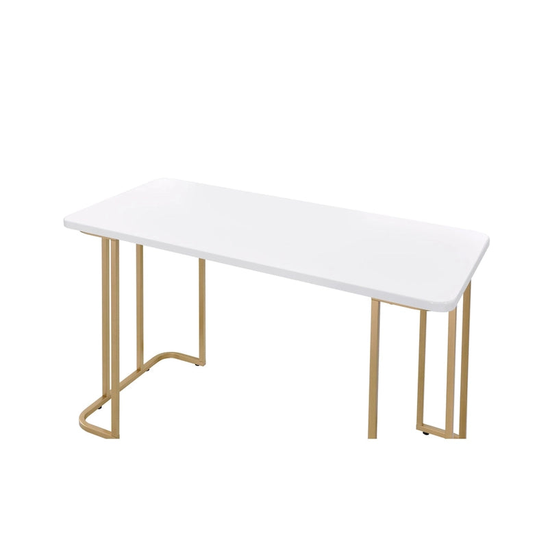White & Gold Finish Writing Desk