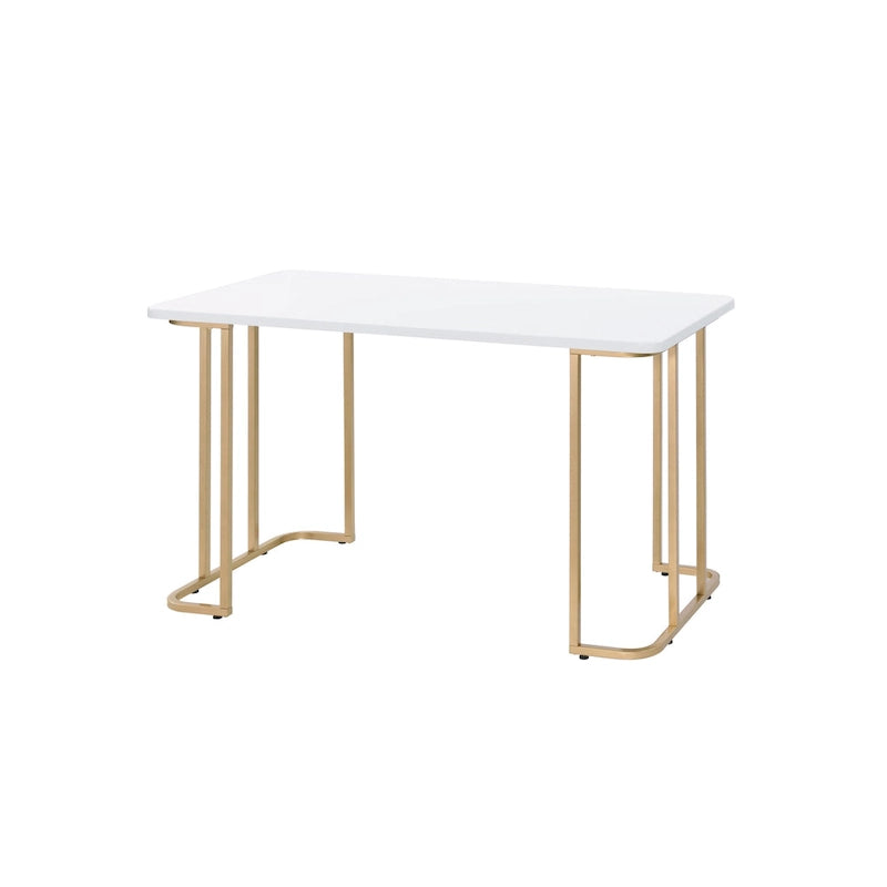 White & Gold Finish Writing Desk