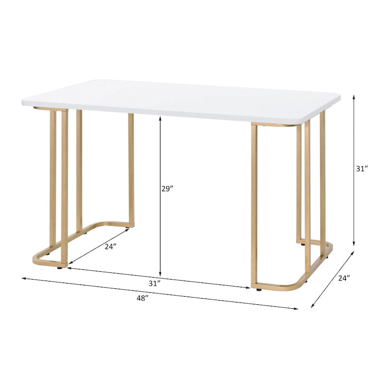 White & Gold Finish Writing Desk
