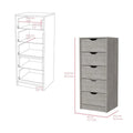 Compact Vertical Wood Dresser with 5 Drawers Slim Chest of Drawers for Bedroom or Office Use