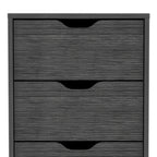 Comò verticale compatto in legno con 5 cassetti, cassettiera sottile per camera da letto o ufficio
