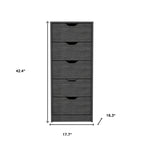Comò verticale compatto in legno con 5 cassetti, cassettiera sottile per camera da letto o ufficio